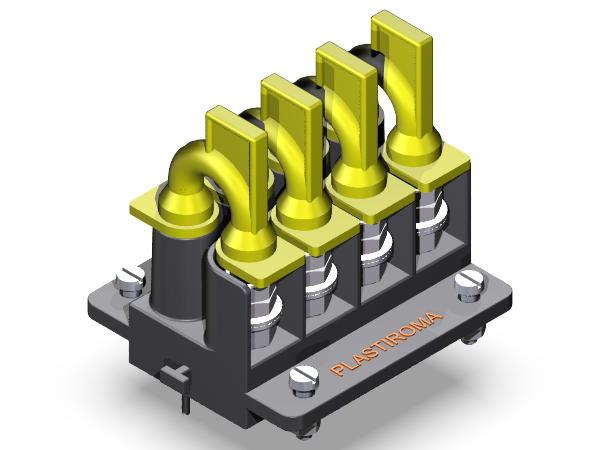 Modular terminal block 4 poles, 16mm pitch